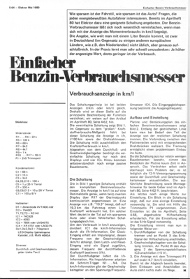 Einfacher Benzin-Verbrauchsmesser (Anzeige in km/l, sonst ähnlich Aprilheft 80)