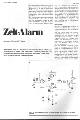 Zelt-Alarm (bei Einbruchsversuch ins Zelt 500Hz-Alarmton auslösen, Camping)