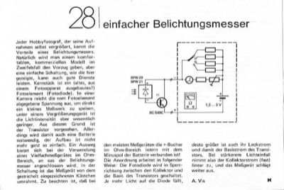 Einfacher Belichtungsmesser (Foto-Diode)