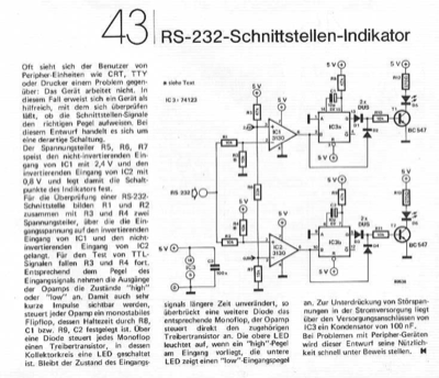 RS232-Schnittstellen-Indikator