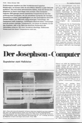 Der Josephson-Computer (Josephson-Schalter, Supraleitung, Grundlagen)