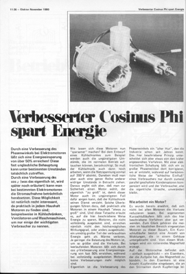Verbesserter Cosinus Phi spart Energie (Betrachtung über Phasenverschiebung zw. Motorstrom und Spannung)