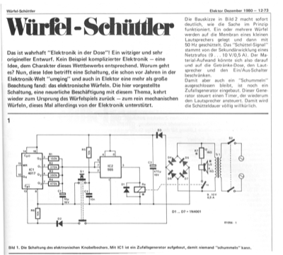 Würfel-Schüttler (Lautsprechermembran schüttelt Würfel)