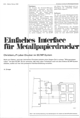 Interface für Metallpapierdrucker (SC/MP, Software)