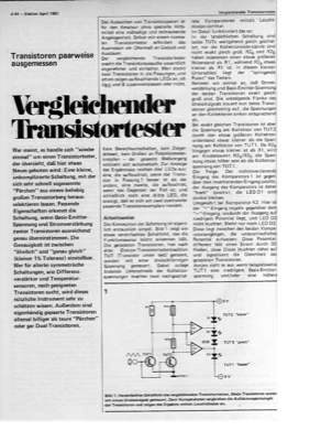 Vergleichender Transistortester (paarweise ausmessen)