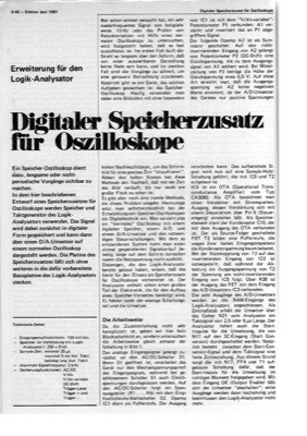 Digitaler Speicherzusatz für Oszilloskope