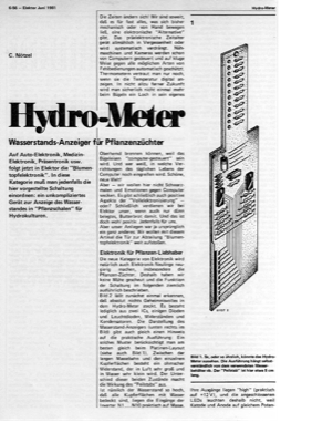 Hydro-Meter (Wasserstands-Anzeige für Pflanzenzüchter)