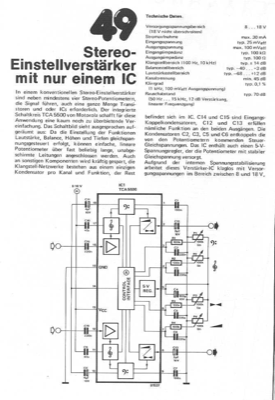 Stereo-Einstellverstärker mit nur einem IC (TCA5500)