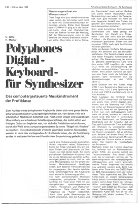 Polyphones Digital-Keyboard für Synthesizer, Teil 1