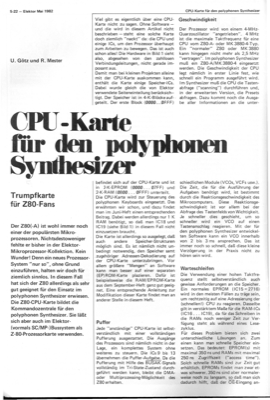 CPU-Karte für den polyphonen Synthesizer (Z80)