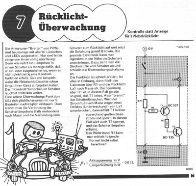 Rücklicht-Überwachung (Glühfadenüberwachung)