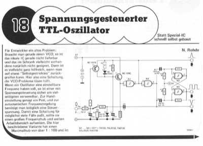 Spannungsgesteuerter TTL-Oszillator (VCO, 1:100 )