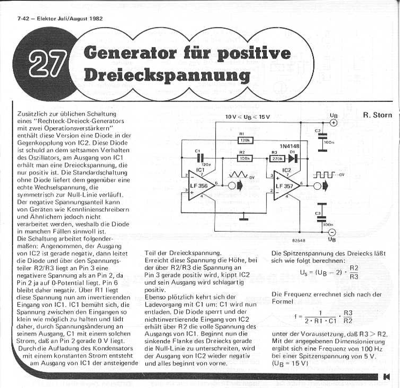 Generator für positive Dreieckspannung (auch Rechteckspannung symmetrisch +-)