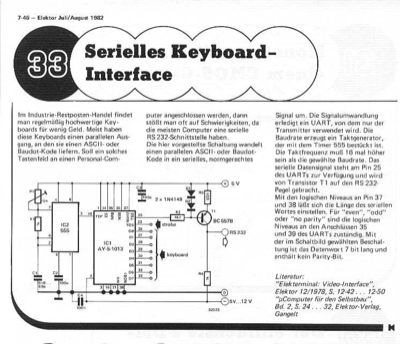 Serielles Keyboard-Interface (555, AY-5-1013)