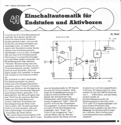 Einschaltautomatik für Endstufen (Verzögerung)