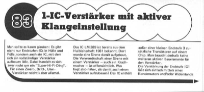 1-IC-Verstärker mit aktiver Klangeinstellung (LM389)