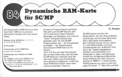 Dynamische RAM-Karte für SC/MP