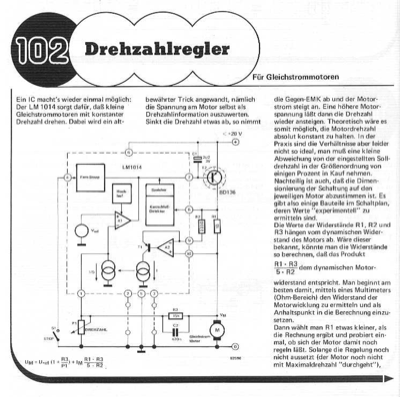 Drehzahlregler für Gleichstrommotore (LM1014)