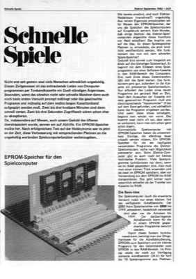 Schnelle Spiele (EPROM-Speicher für den Spielecomputer)