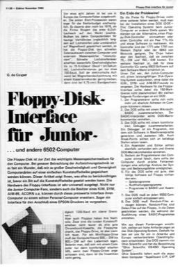 Floppy-Disk-Interface (für Junior (6502) Computer)