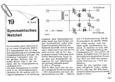 Symmetrisches Netzteil (dual) (eine Sekundärwicklung)