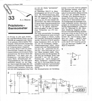 Präzisions-Thermometer (Diodenfühler, Analogausgang)