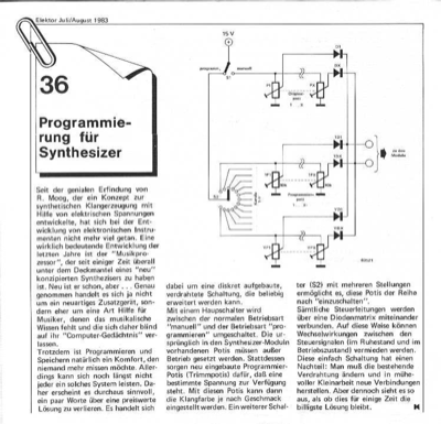 Programmierung für Synthesizer (Widerstände, Schalter )