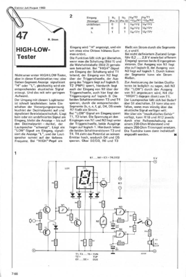 High-Low-Tester (Logiktester, 7-Segment-Anzeige)