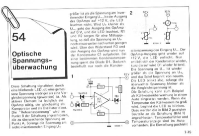 Optische Spannungsüberwachung (Komparator, LED)