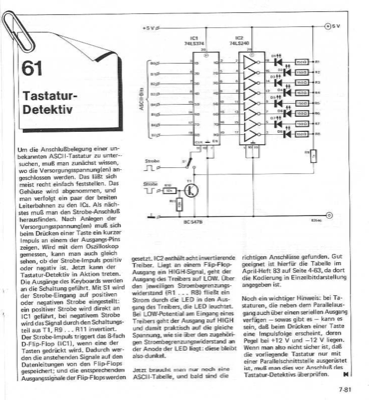 Tastatur-Detektiv (Ausgang ASCII, LED )