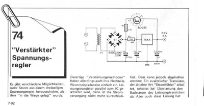 Verstärkter Spannungsregler (78xx Reglerleistung bis 7A)