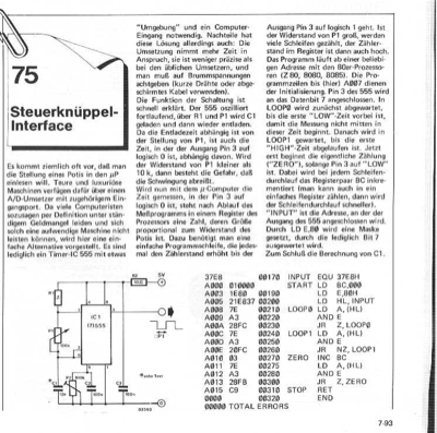 Steuerknüppel-Interface (Potentiometer-Stellung, 555)