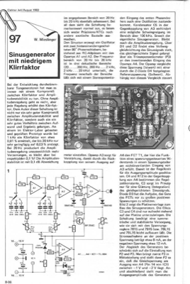 Sinusgenerator mit niedrigem Klirrfaktor (bis 20kHz 0,03%)