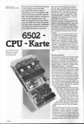 6502-CPU-Karte (Einplatinen-Steuerung)