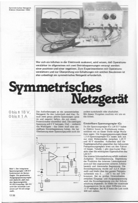 Symmetrisches Netzteil (0-18V 0-1A)