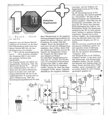 Einfaches Regelnetzteil (0-18V, 0-1, 8A, L200)