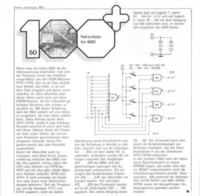 Vektorfalle für 6502 (Decoder)