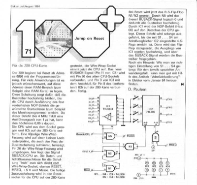 Jump on Reset (Z80)