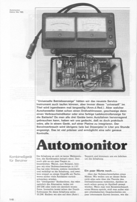 Auto-Monitor (Betriebsanzeige Drehzahl Ladekontrolle Verbrauch)