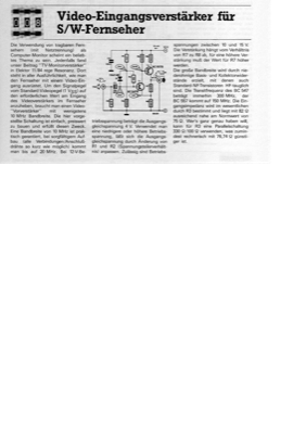 Video-Eingangsverstärker für S/W-Fernseher (Bandbreite 10-20MHz)