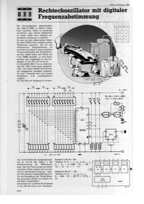 Rechteckoszillator mit digitaler Abstimmung (mit 4059 Teilerverhältnisse 3-15999)