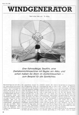 Wind-Generator (Lichtmaschine Fahrradrad)