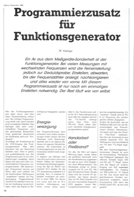 Programmierzusatz für Funktionsgenerator