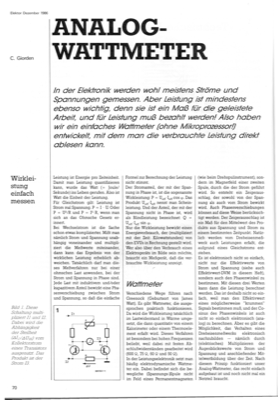 Wattmeter Analog (Wirkleistung)