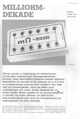 Milliohm-Dekade (gedruckte Leiterbahnen als Widerstand)