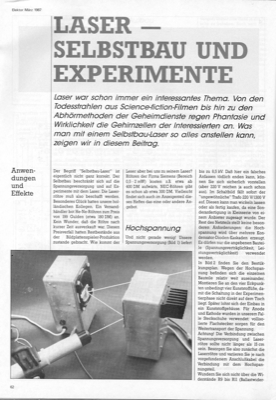 Laser-Selbstbau und Experimente (Netzteil, Ablenkspiegel, Hologramme)