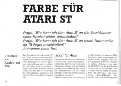 Farbe für Atari ST (Atari an SCART, TTL-Farbmonitor)