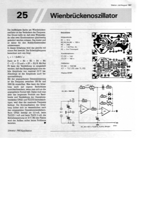 Wienbrückenoszillator (mit Poti einstellbar 350Hz-3500Hz, 3,5V-Amplitude)