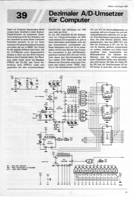 Dezimaler A/D-Umsetzer für Computer (mit DVM-IC CA3162, 10Bit)