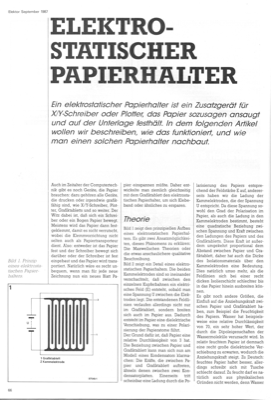 Elektrostatischer Papierhalter (Plotter, Hochspannung)